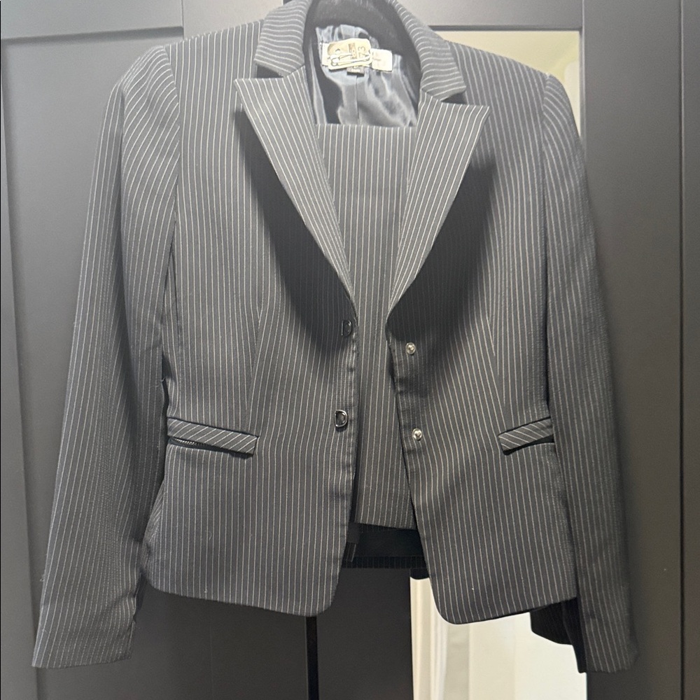 Tahari Navy Pinstripe Blazer and skirt (suit)